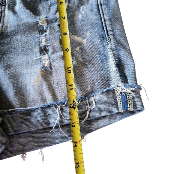 Anthropologie Pilcro Button Fly Faded Blue Denim Shortie Shorts Size 27 - Picture 6 of 11